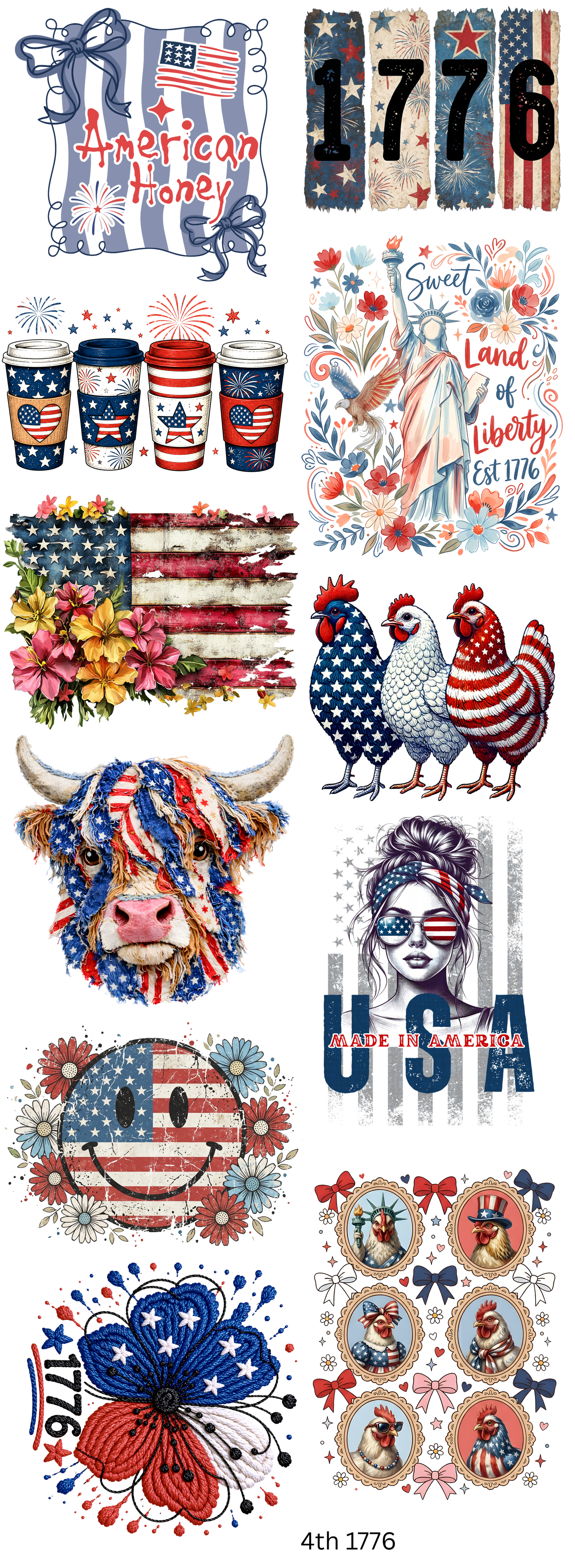 Born In The USA 22 x 60 Gang Sheet Ready To Press Hot Peel Transfers