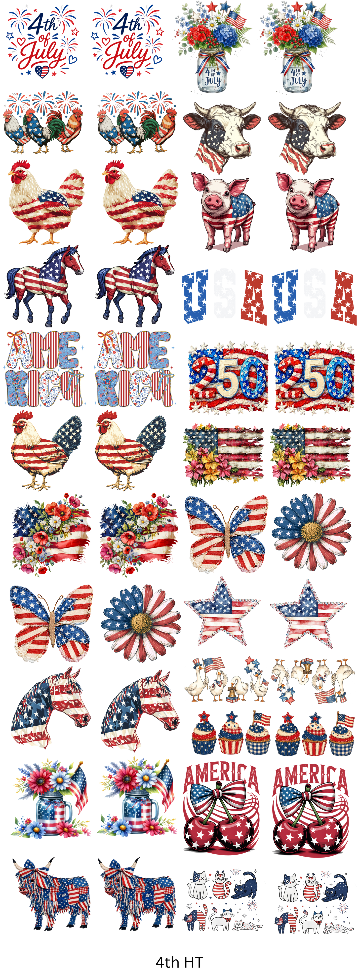 4th Of July Hand Towel Sized Ready To Press Hot Peel Transfers Gang Sheet