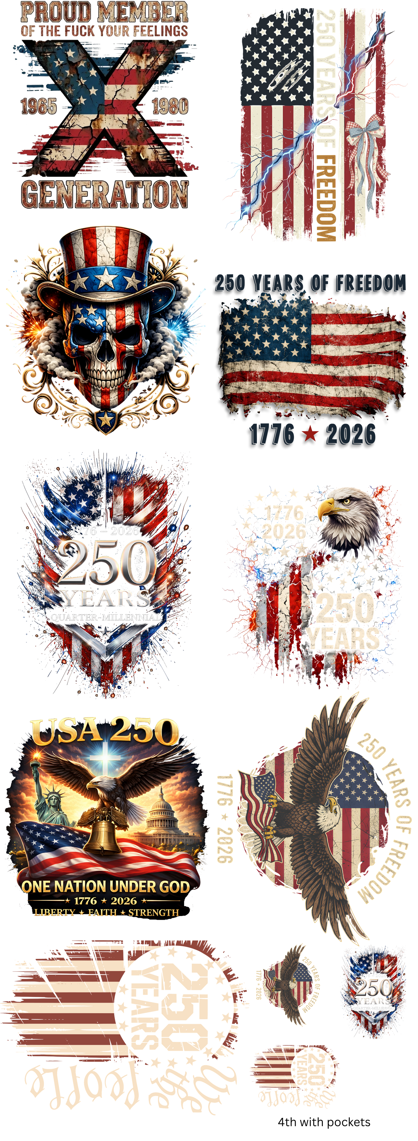 Faith and Freedom 22 x 60 Gang Sheet Ready To Press Heat Transfers