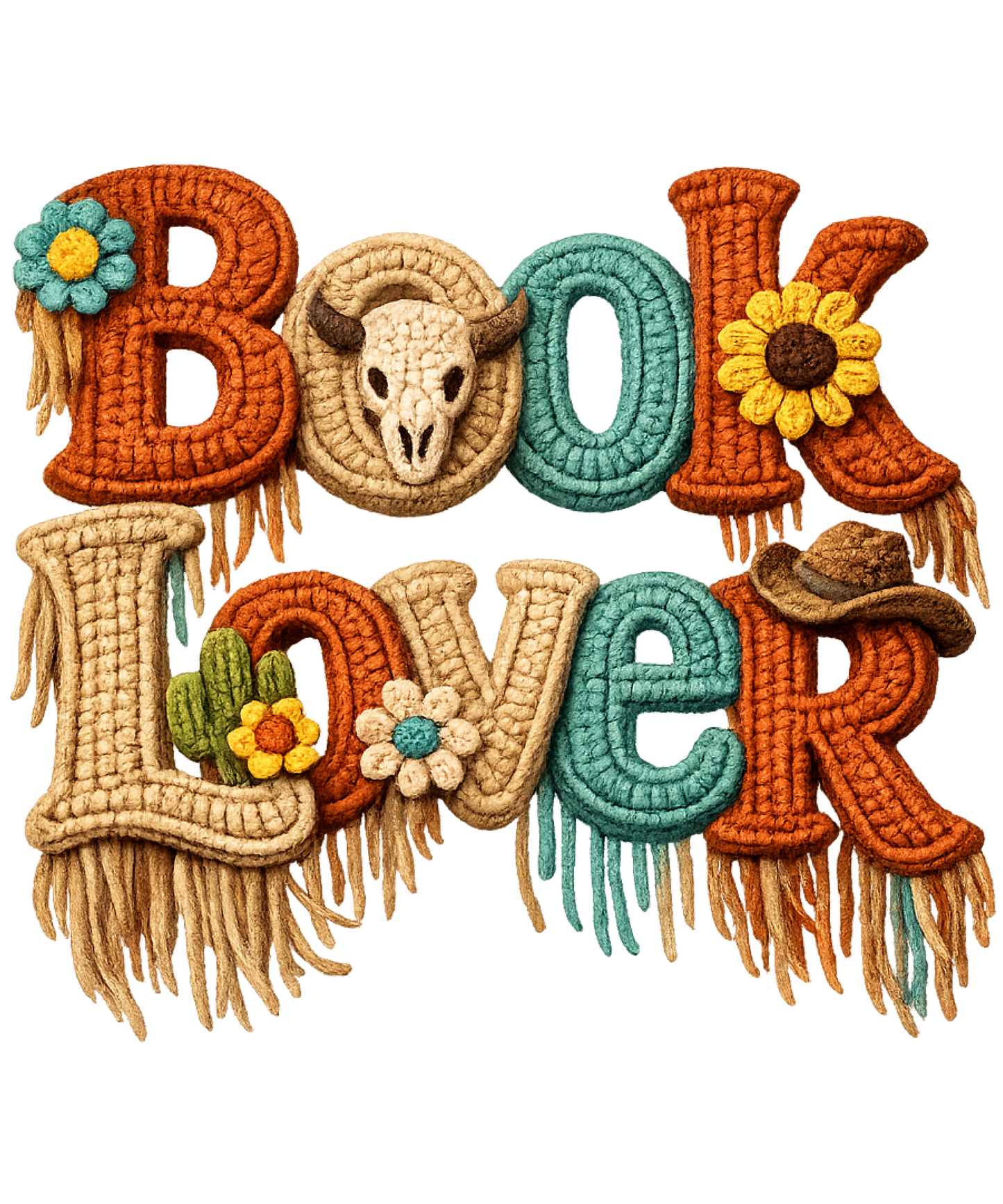 Book Lover Western Faux Yarn Ready To Press Heat Transfer