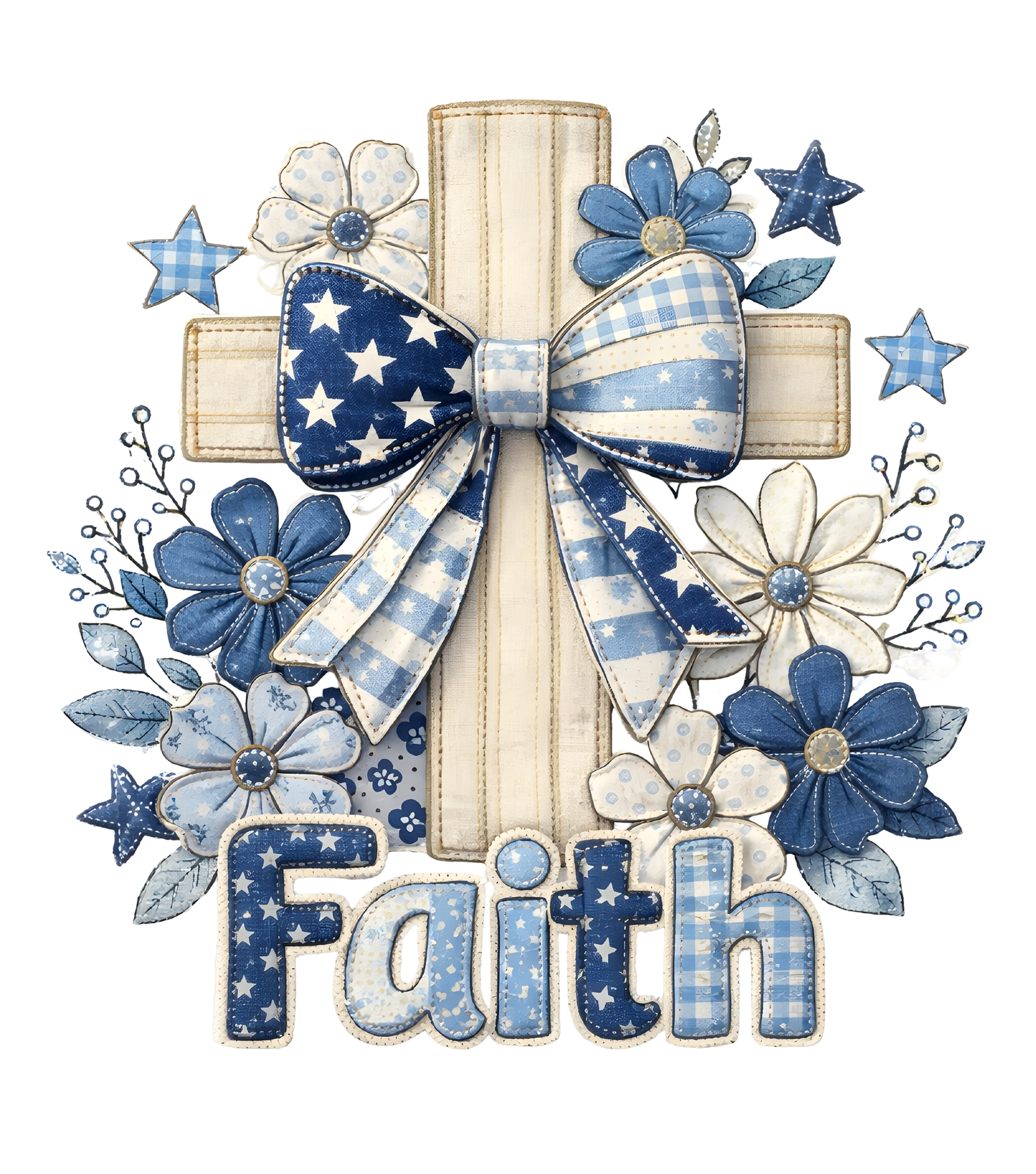 Faith Faux Patchwork Ready To Press Heat Transfer