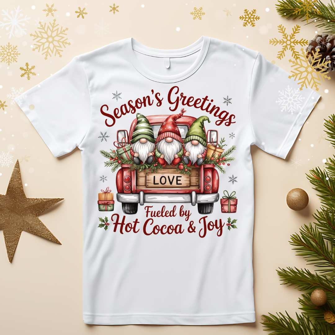 Season's Greetings Hot Cocoa Gnome Tee