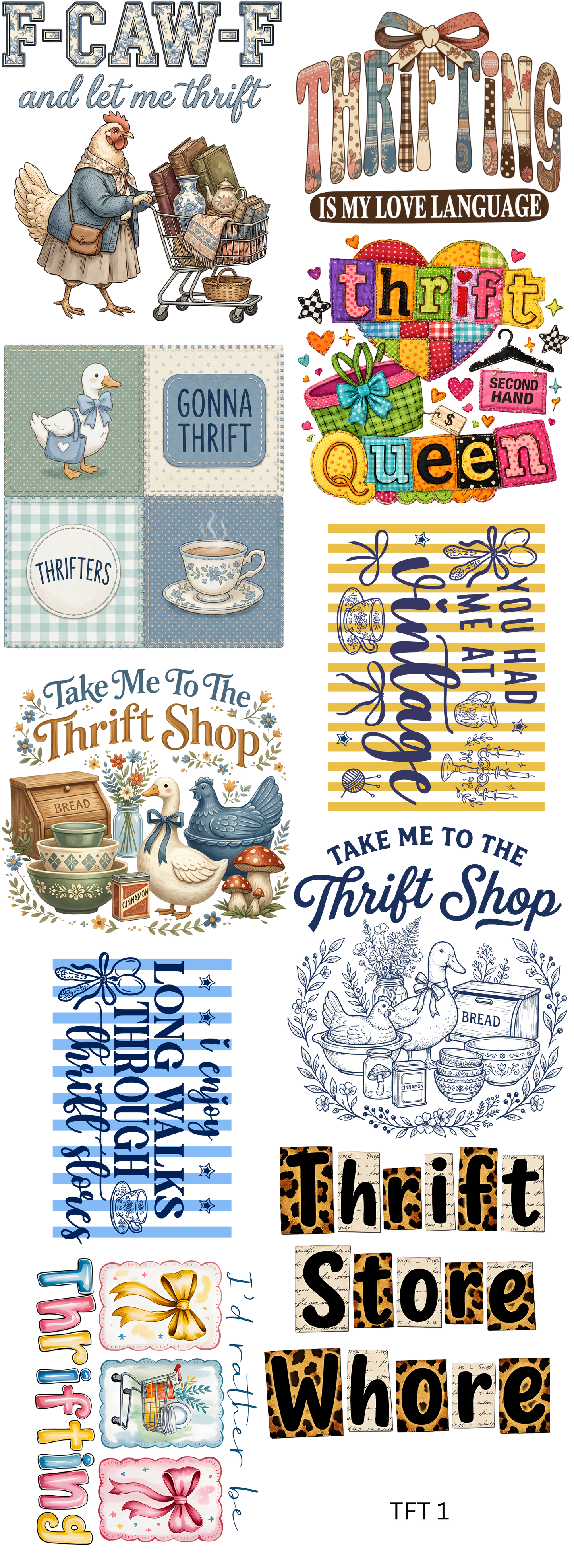 Thrift Lover's Gang Sheet 22 x 60 Gang Sheet Hot Peel Transfers