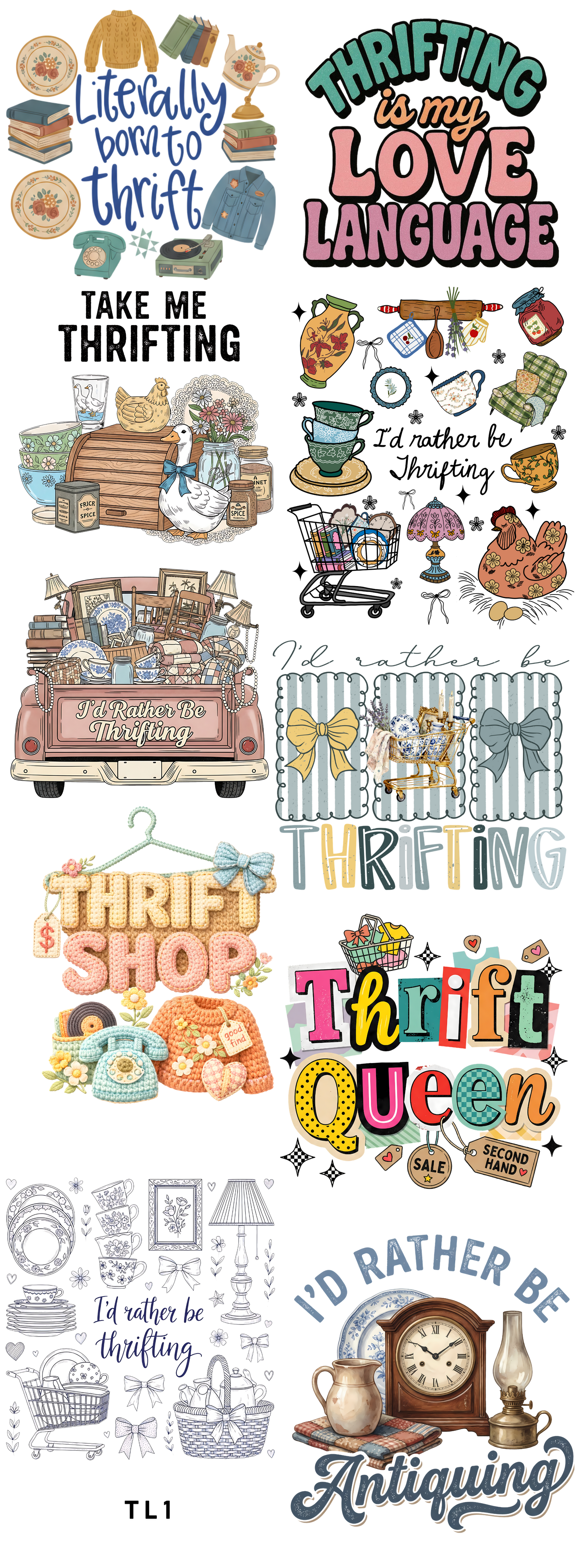 Nifty and Thrifty 22 x 60 Gang Sheet Hot Peel Transfers BEST SELLER