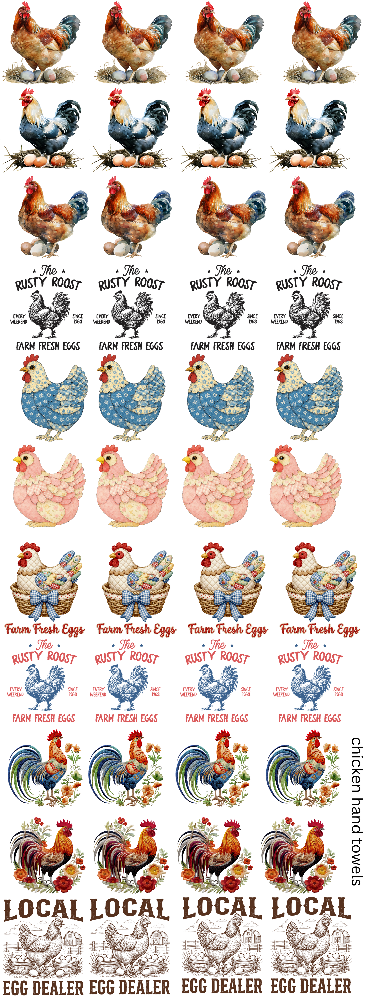 Chicken Hand Towel Gang Sheet