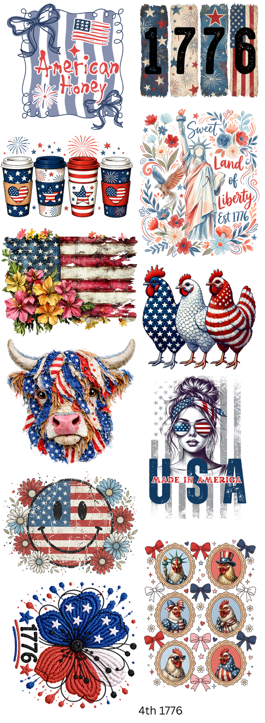 Born In The USA 22 x 60 Gang Sheet Ready To Press Hot Peel Transfers