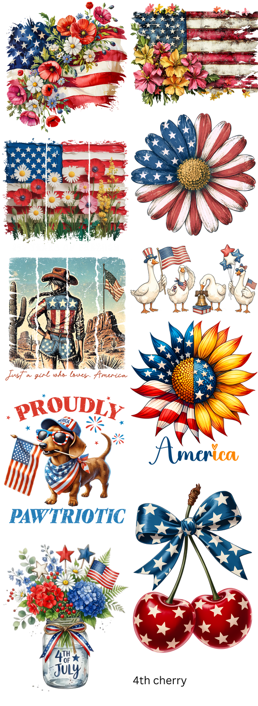 America The Beautiful 22 x 60 Gang Sheet Ready To Press Hot Peel Heat Transfers