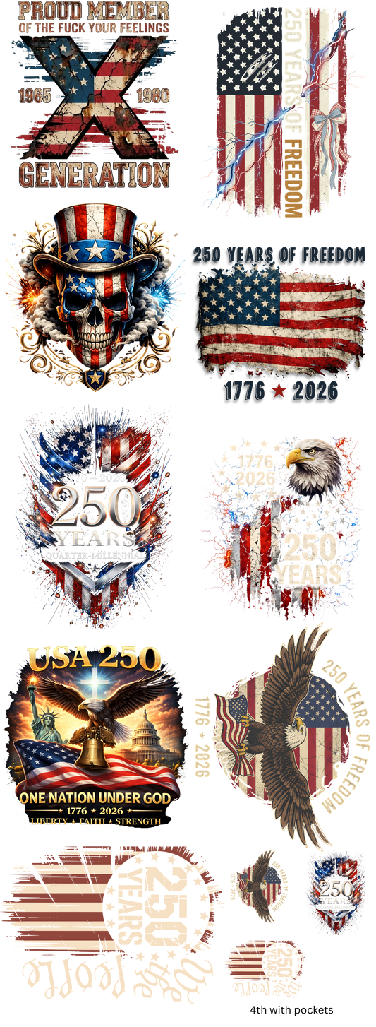 Faith and Freedom 22 x 60 Gang Sheet Ready To Press Heat Transfers