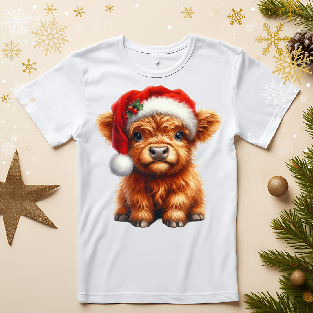 Santa's Baby Highland Cow Tee