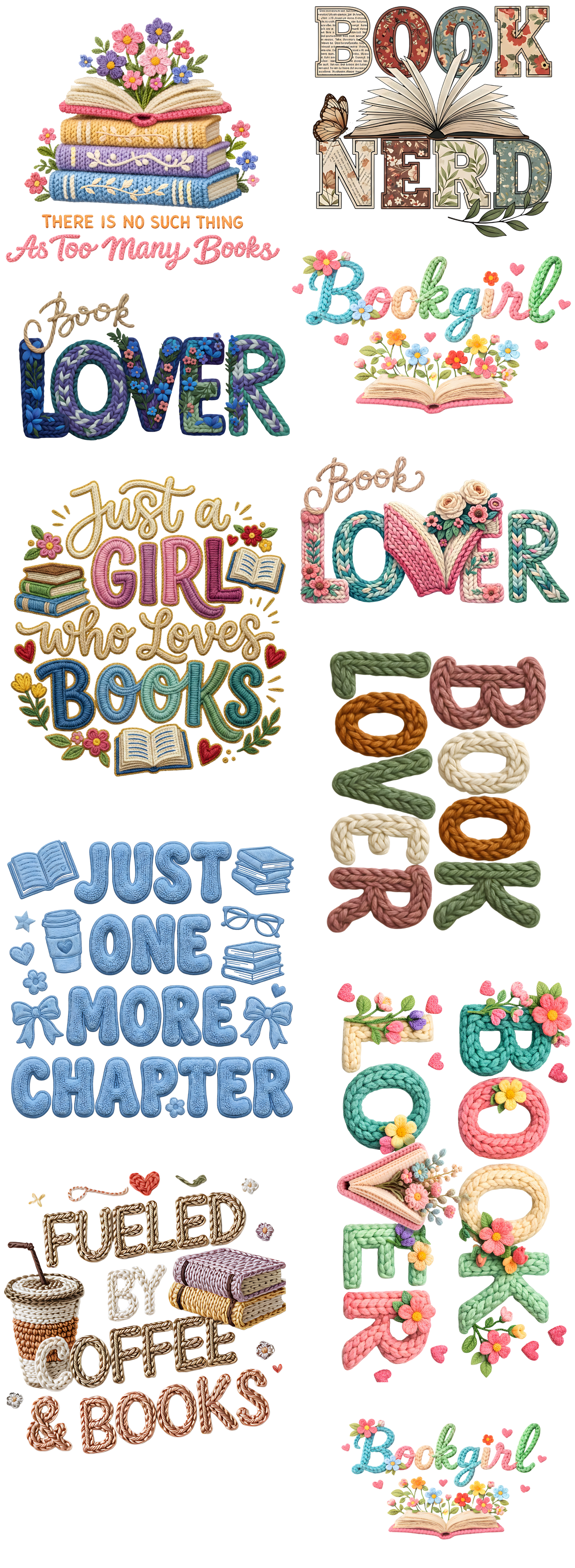 Faux Yarn Book Lover Gang Sheet