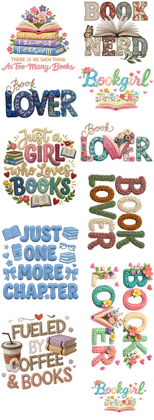 Faux Yarn Book Lover Gang Sheet