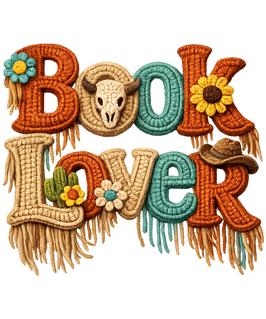 Book Lover Western Faux Yarn Ready To Press Heat Transfer