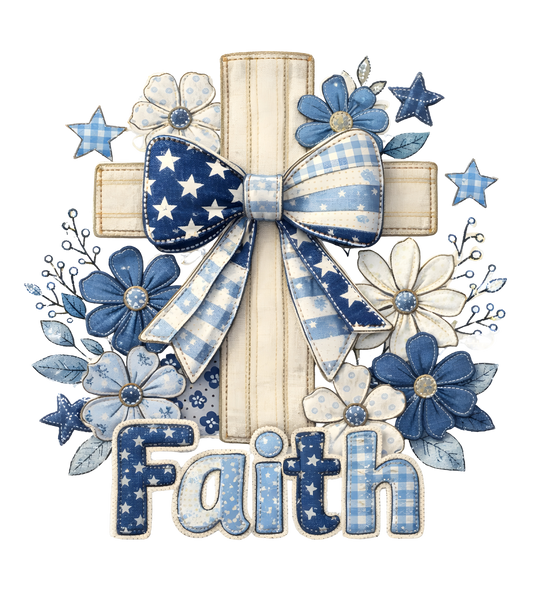 Faith Faux Patchwork Ready To Press Heat Transfer