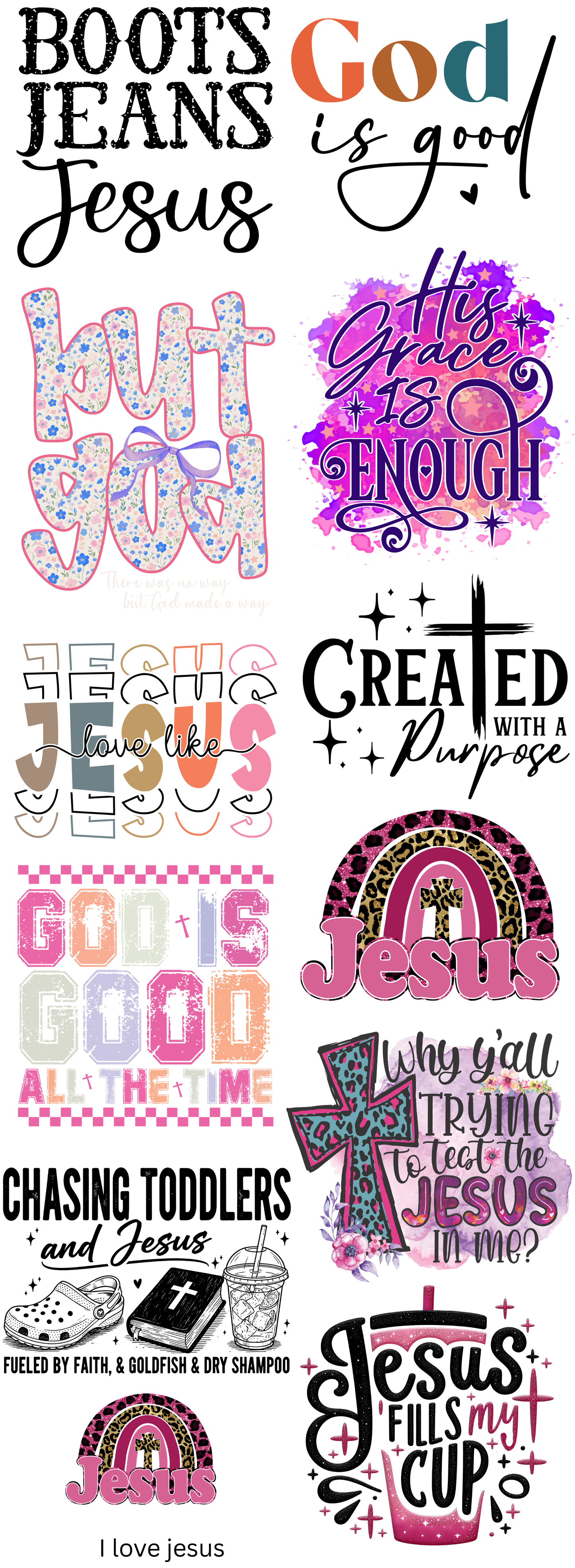 Jesus Saves Christian Faith Ready To Press Heat Transfers Gang Sheet 11"