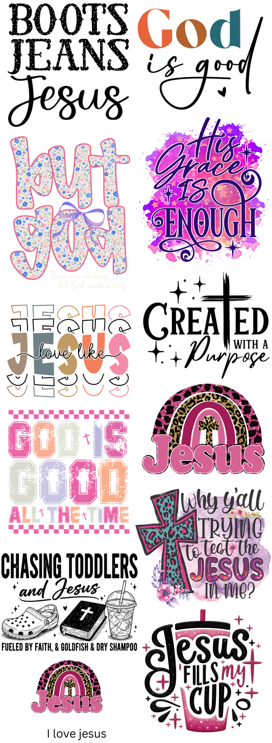Jesus Saves Christian Faith Ready To Press Heat Transfers Gang Sheet 11"