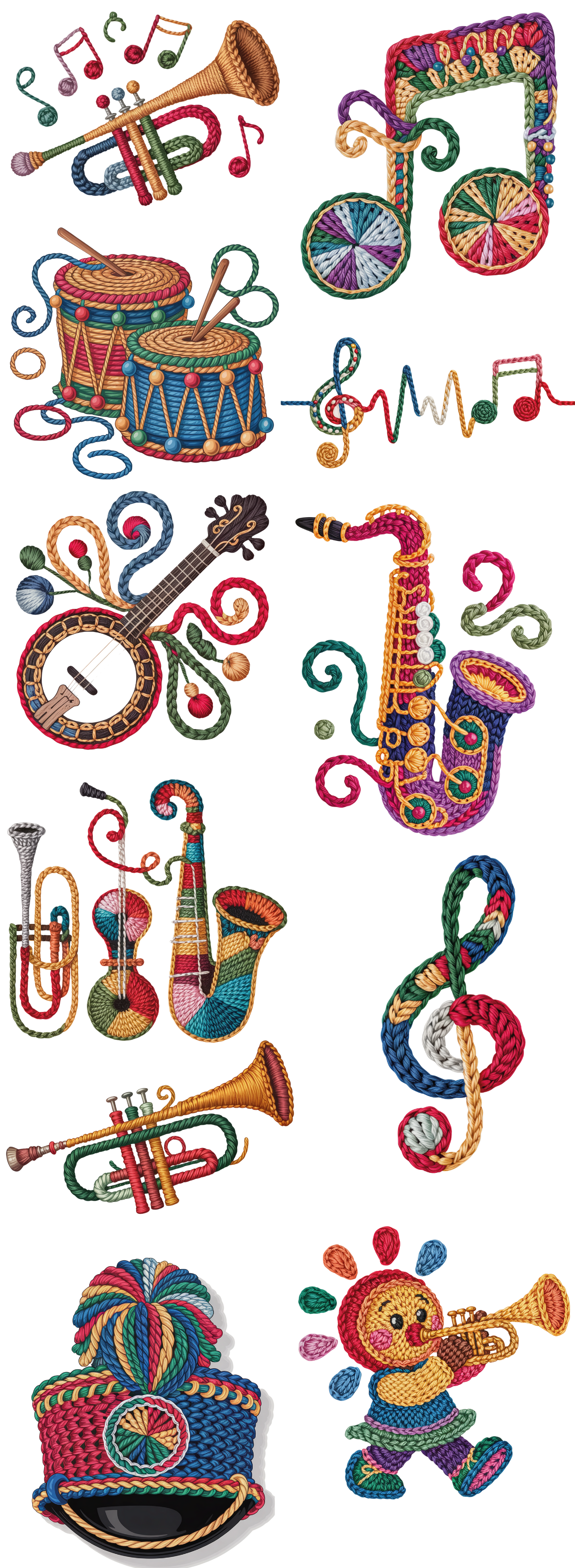Faux Yarn Musical Instruments 22 x 60