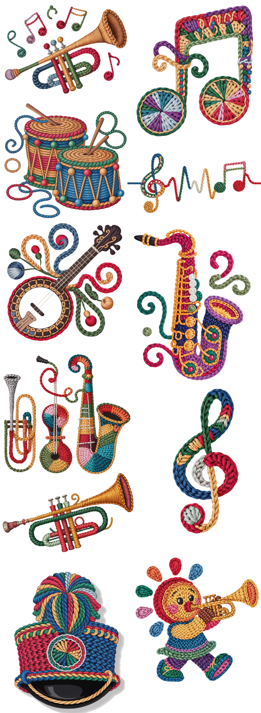 Faux Yarn Musical Instruments 22 x 60