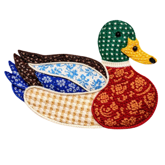 Faux Patchwork Country Duck Ready To Press Heat Transfer 11"