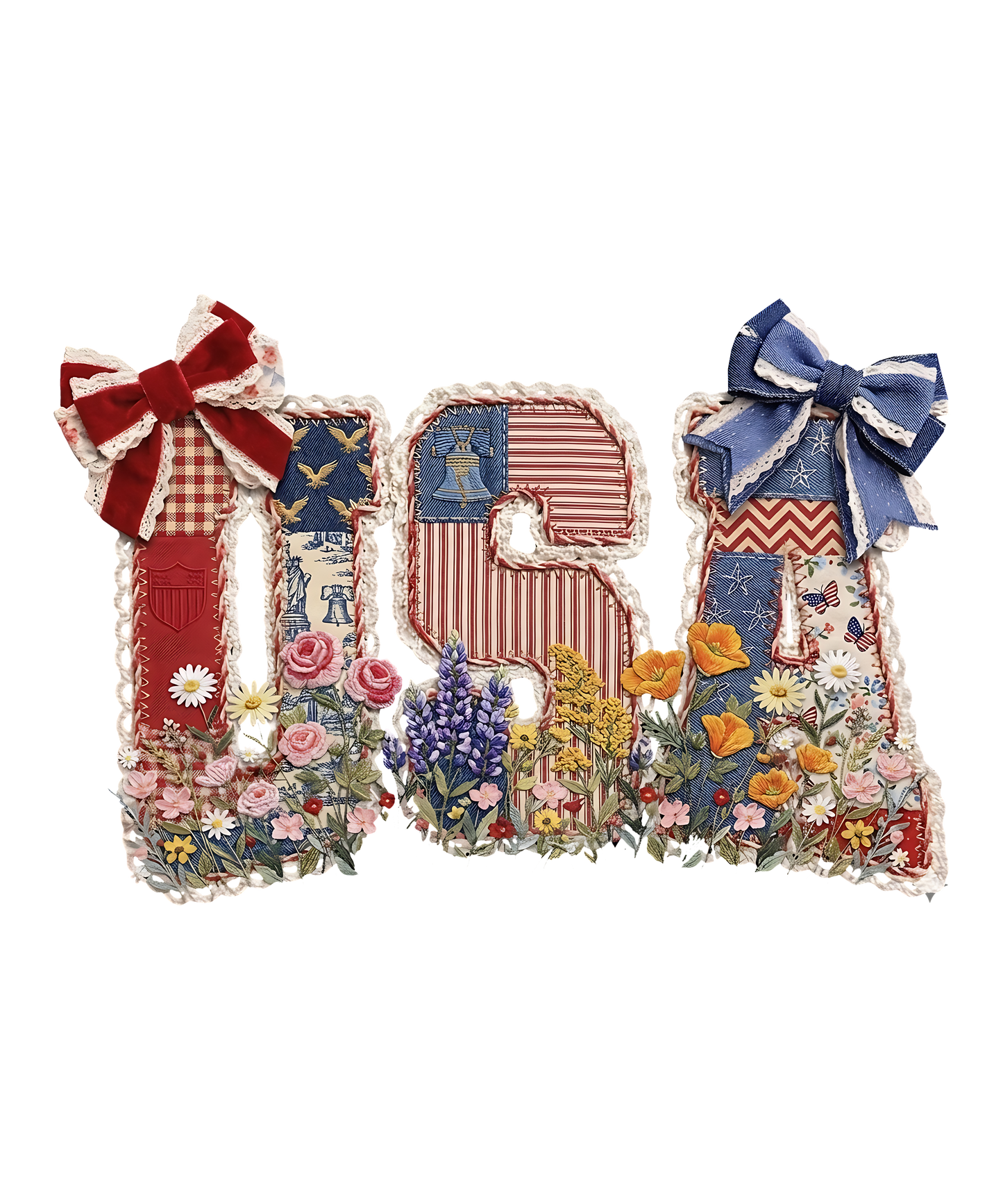 USA Faux Patchwork Ready To Press Heat Transfer