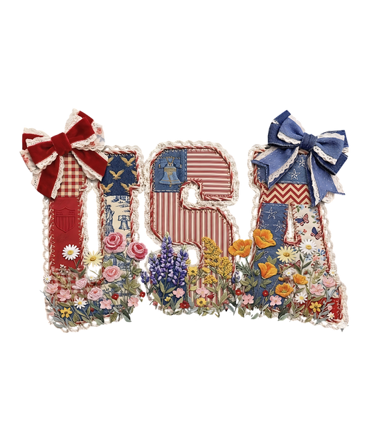 USA Faux Patchwork Ready To Press Heat Transfer