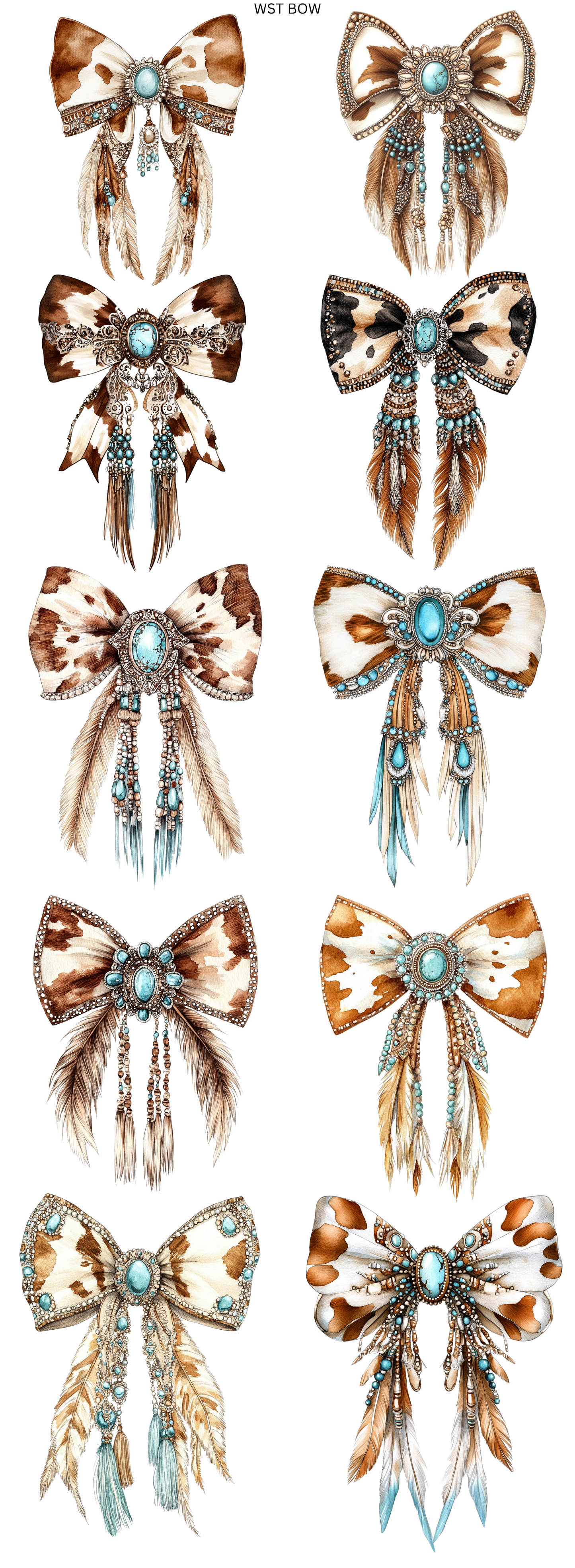 Western Coquette Cowgirl Bow 22 x 60 Gang Sheet