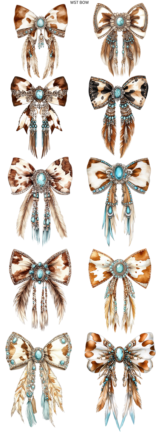 Western Coquette Cowgirl Bow 22 x 60 Gang Sheet