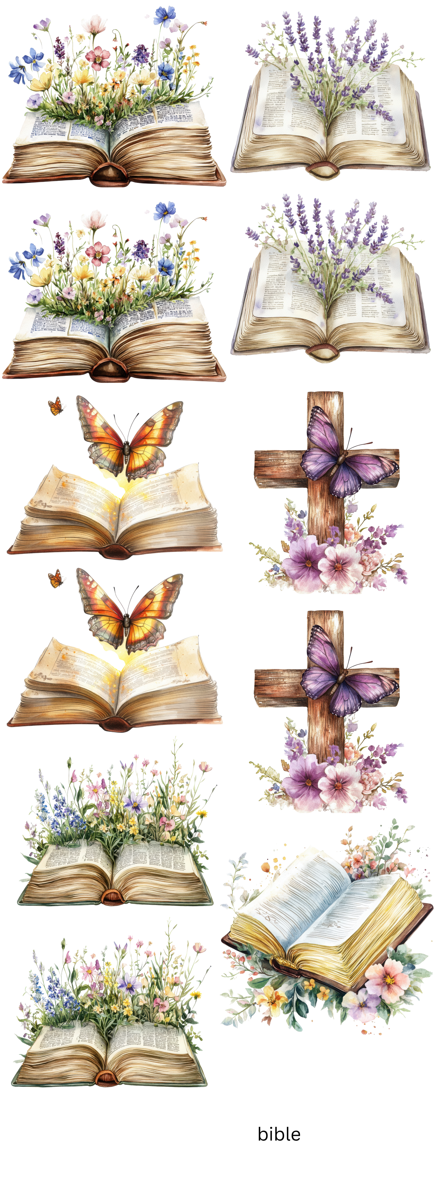 Whispers of Faith Watercolor Bible Collection Gang Sheet Hot Peel Transfers