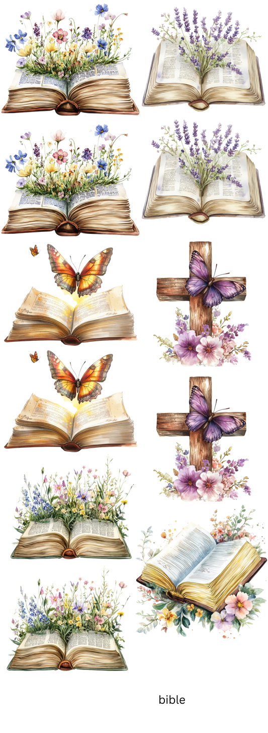 Whispers of Faith Watercolor Bible Collection Gang Sheet Hot Peel Transfers