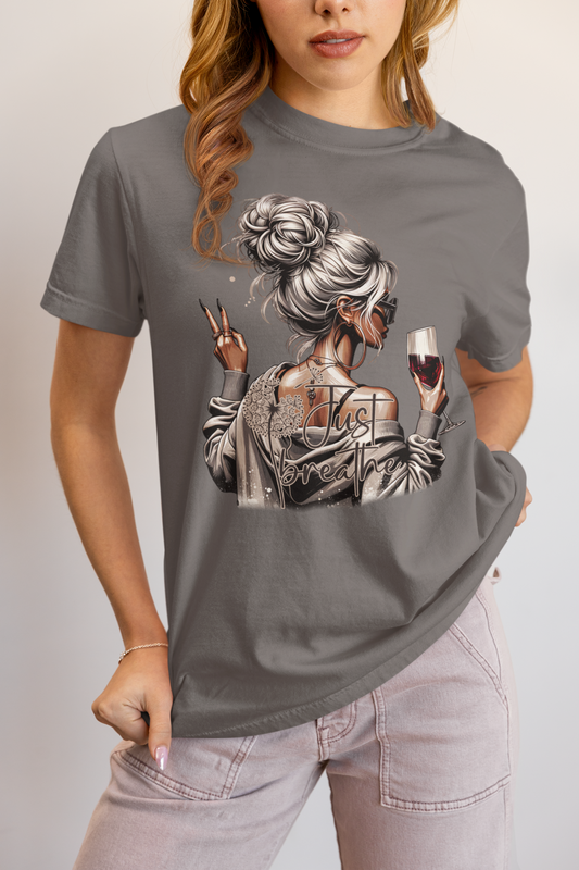 Just Breathe Messy Bun Tee