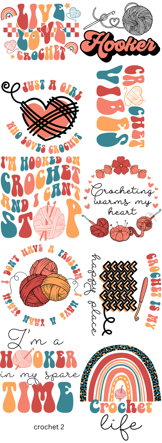 Crochet Love's Gang Sheet Ready To Press Heat Transfers