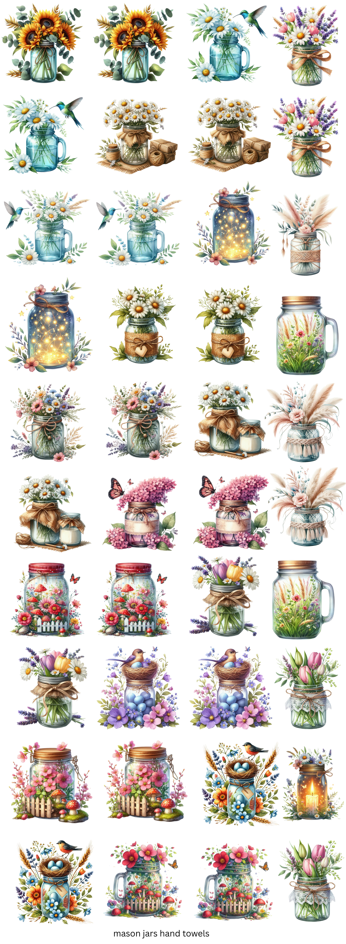 Mason Jar Hand Towel Gang Sheet