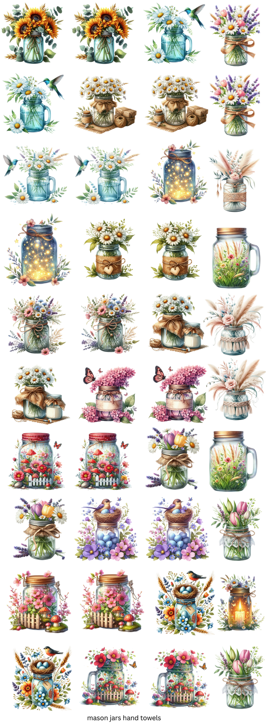 Mason Jar Hand Towel Gang Sheet