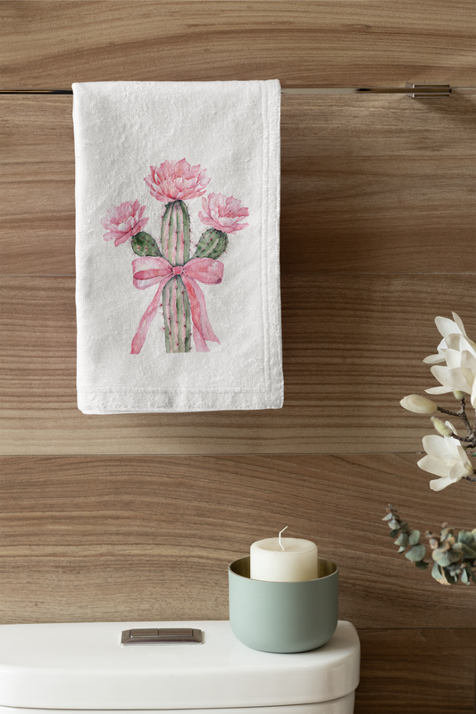 Flowering Boho Cactus Hand Towel
