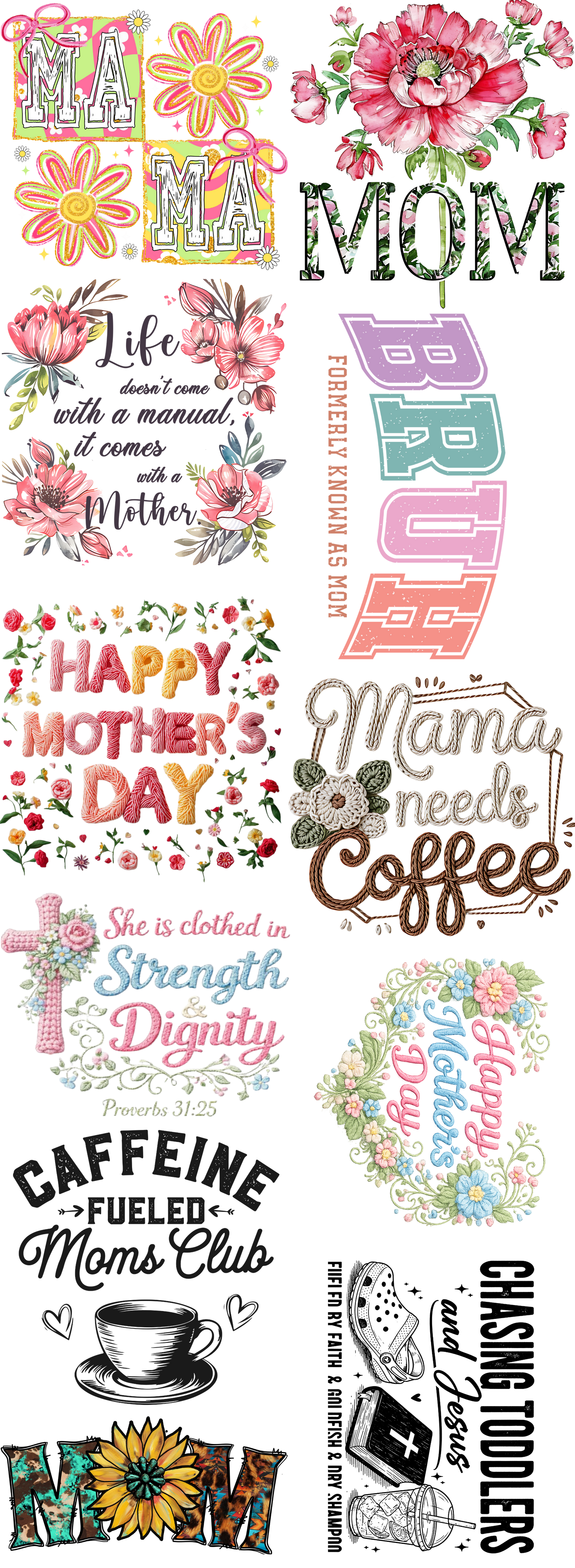 Blossoms For Mom Gang Sheet 22 x 60