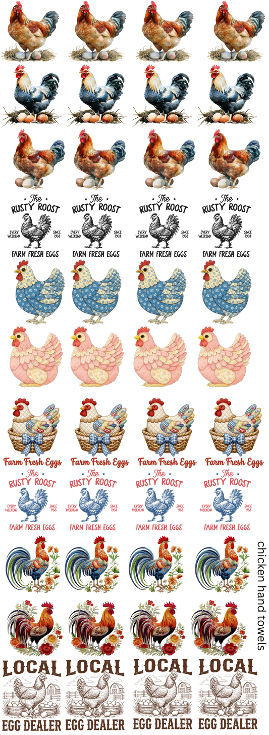 Chicken Hand Towel Gang Sheet